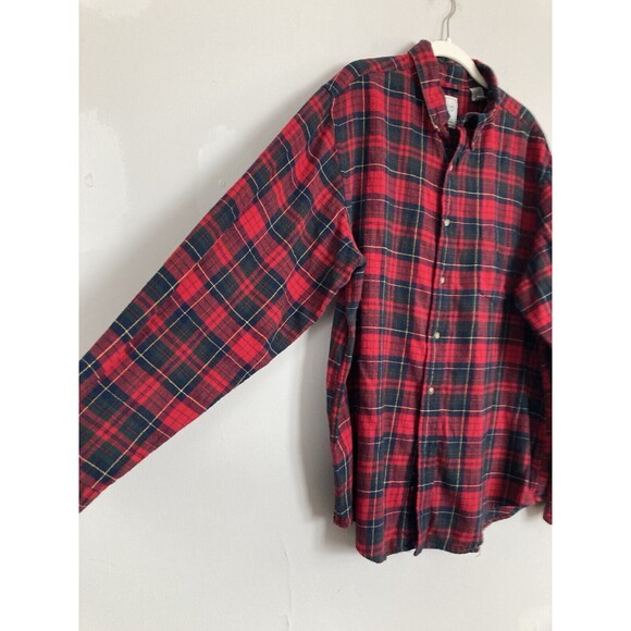 Chaps Ralph Lauren Men's Flannel Button Up Shirt XL Red Plaid Crest - Picture 11 of 12